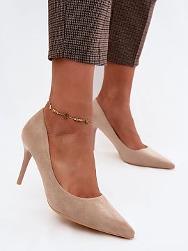 High heels Step in style  Stiletto heels made of suede imitation are a stylish option for women who value elegance and classic designs. The high heel beautifully acce