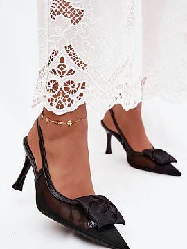 Heel sandals Step in style  Net sandals for women are an elegant and impressive proposal for special occasions. They are perfect for weddings, receptions, family celebr