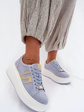 Platform sneakers Step in style  Women\027s sneakers made of natural suede are a stylish and comfortable option for everyday wear. The trendy design set on a platform subtly
