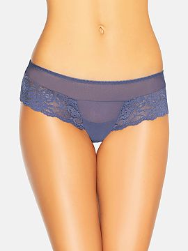 Brazilian style panties Teyli  Women\'s navy blue Brazilian briefs. Brazilian panties made of very good quality lace with an extremely beautiful floral motif combined with