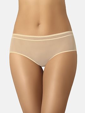 Panties Teyli  Classic beige mesh panties made of thin and delicate to the touch mesh, which is not finished with elastic, so the panties can be worn under