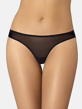 Brazilian style panties Teyli  Women\'s sexy lace Brazilian panties in deep black color. The back of the panties is adorned with a pleasant to the touch and feminine lace 