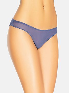 Brazilian style panties Teyli  Women\'s lace panties Lacea in navy blue. Brazilian type. The back is entirely made of pleasant to the touch lace with large floral motifs. 
