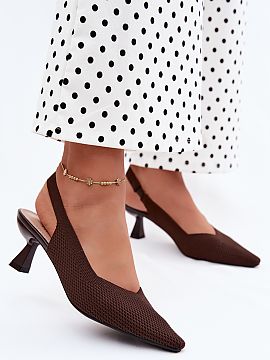 Heel sandals Step in style  Women\'s sandals made of textile material are a proposal for women who appreciate subtlety and stylish appearance. The delicate texture of t