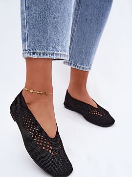 Ballet flats Step in style  Women\'s openwork ballerina flats made of textile material are a light and comfortable option for warmer days. The flat cut ensures comfort 