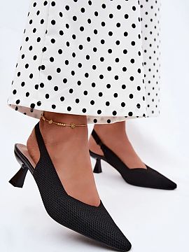 Heel sandals Step in style  Women\'s sandals made of textile material are a proposal for women who appreciate subtlety and stylish appearance. The delicate texture of t