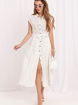 Daydress Italy Moda  Women\'s summer shirt dress, which delights with a timeless polka dot pattern and elegant, yet casual character. Made of breathable blend of