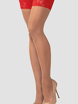 Stockings Obsessive  Matildea stockings in a flesh tone with red, lace finish are the essence of feminine elegance and sensuality. The transparent material delic