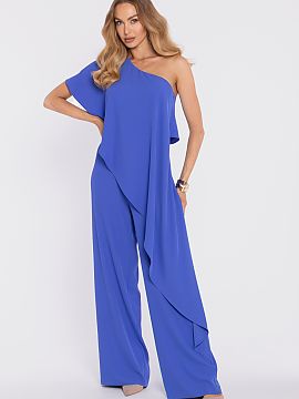 Suit Moe  An elegant jumpsuit with an asymmetrical top is a proposal for women who appreciate modern style and refined elegance. Made of smooth fabric