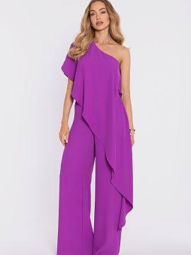 Suit Moe  An elegant jumpsuit with an asymmetrical top is a proposal for women who appreciate modern style and refined elegance. Made of smooth fabric