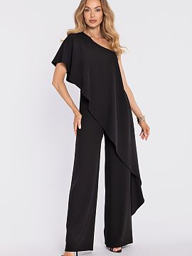 Suit Moe  An elegant jumpsuit with an asymmetrical top is a proposal for women who appreciate modern style and refined elegance. Made of smooth fabric