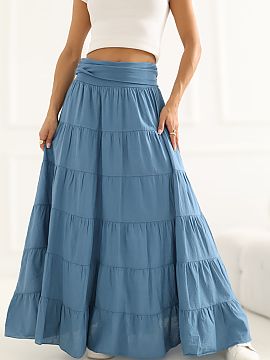 Long skirt Italy Moda  Layered maxi skirt in boho style is a light and feminine option for everyday wear and less formal occasions. Made of smooth, breathable cott