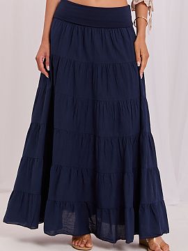Long skirt Italy Moda  Layered maxi skirt in boho style is a light and feminine option for everyday wear and less formal occasions. Made of smooth, breathable cott