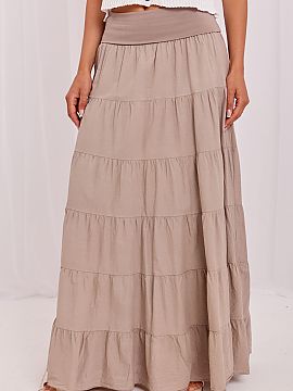 Long skirt Italy Moda  Layered maxi skirt in boho style is a light and feminine option for everyday and less formal occasions. Made of smooth, breathable cotton, i