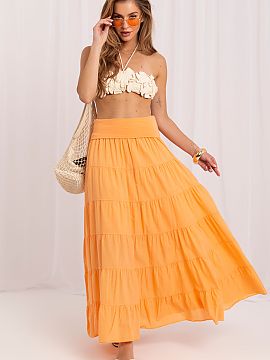 Long skirt Italy Moda  Layered maxi skirt in boho style is a light and feminine option for everyday and less formal occasions. Made of smooth, breathable cotton, i