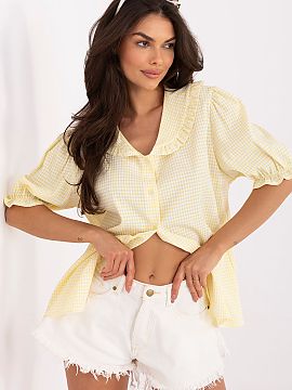 Short sleeve shirt Italy Moda  Women\'s casual shirt in a trendy check pattern is the perfect choice for women who appreciate comfort combined with feminine style. It will