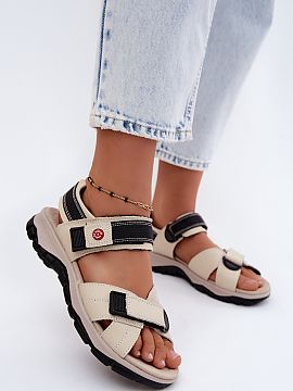 Platform sandals Step in style  Women\'s sporty style sandals made of natural leather are a comfortable and functional option for warm days. Made of natural leather, they p