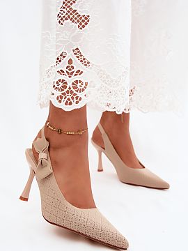 Heel sandals Step in style  Women\'s textile sandals are an elegant proposition for special occasions. The stylish design will work perfectly for weddings, parties, fam