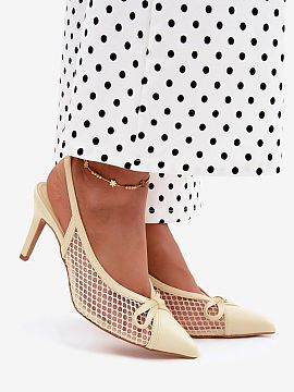 Heel sandals Step in style  Mesh women\'s sandals are an elegant and feminine proposal for women who like fashionable and eye-catching accessories. The delicate mesh up