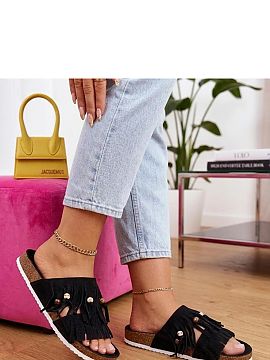Platform sandals Solea  Stylish slip-on sandals that will perfectly complement summer outfits. The upper made of soft eco-leather with a suede finish has been decor