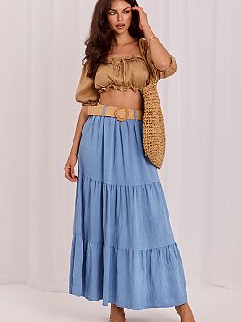 Long skirt Italy Moda  The Tiered skirt is the perfect choice for lovers of boho style and comfortable, feminine stylizations. The maxi length and smooth cut make 