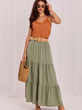 Long skirt Italy Moda  The Tiered Floaty Skirt is the perfect choice for lovers of boho style and comfortable, feminine outfits. The maxi length and smooth cut mak