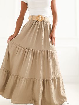 Long skirt Italy Moda  The flowing tiered skirt is an ideal proposition for lovers of boho style and comfortable, feminine stylizations. The maxi length and smooth