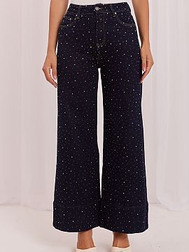 Jeans Italy Moda  Women\'s Wide Leg Jeans are a proposal for women who like to combine comfort with a stylish look. The wide legs and high waist perfectly emp