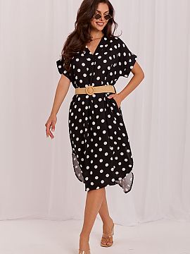 Daydress Italy Moda  Stylish summer midi dress is the perfect choice for warm days for women who appreciate comfort and feminine, timeless style. The flared cut 