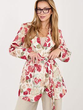 Jacket Italy Moda  Stylish women\'s blazer with a longer cut is a perfect proposal for women who want to combine elegance with a fashionable, feminine accent. 