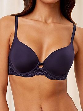 Padded bra Triumph  The navy blue padded bra Amourette Charm T WHP01 10214459 is a combination of elegance, comfort, and perfect fit. Thermoformed cups subtly s