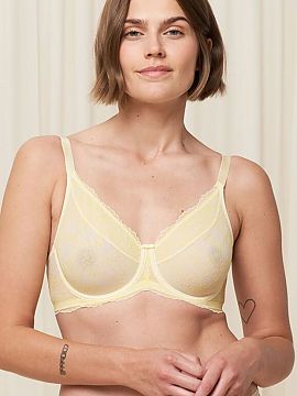 Soft Triumph  The Mirage Spotlight W01 EX 10209644 yellow soft minimizer bra is a combination of elegance, comfort, and excellent support. The soft cups a