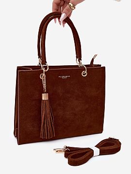 Everyday handbag Step in style  Women\'s handbag in the shape of a suitcase made of suede imitation is an elegant accessory that will perfectly complement both everyday and