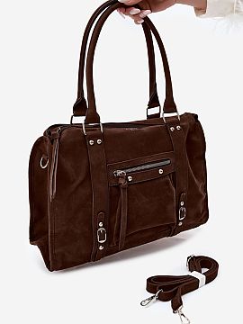 Everyday handbag Step in style  A large handbag made of suede imitation is a practical and stylish accessory that will work perfectly for everyday use. The spacious design 