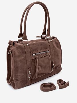 Everyday handbag Step in style  A large bag made of suede imitation is a practical and stylish accessory that will work perfectly for everyday use. The capacious design off