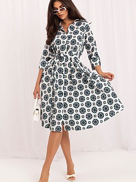 Daydress Lakerta  A flared midi dress is a proposal for women who appreciate elegance combined with comfort. Made of high-quality fabric that is a blend of co