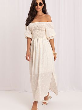 Daydress Lakerta  The flared midi dress is the perfect choice for warm days for women who appreciate romantic style and comfort. Made of high-quality cotton, 