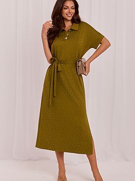 Daydress Lakerta  A midi dress with a simple silhouette is a perfect choice for women who value elegance, comfort, and timeless style. Made of a pleasant to t