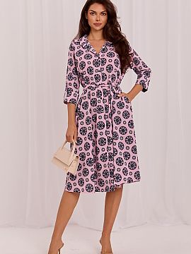 Daydress Lakerta  The flared midi dress is a proposal for women who appreciate elegance combined with comfort. Made of high-quality fabric, a blend of cotton 