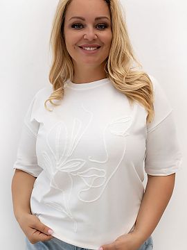 Plus size T-shirt Relevance  Women\'s plus size T-shirt is a timeless element of the wardrobe that combines comfort with a subtle, feminine accent. Made of high-quality 