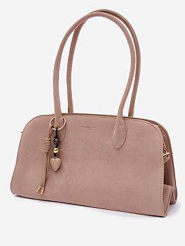 Everyday handbag Step in style  A women\'s handbag made of imitation suede is a stylish and practical accessory that perfectly complements everyday outfits. The model is fa