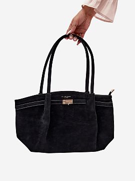Everyday handbag Step in style  Stylish shopper bag made of suede imitation. The model is fastened with a zipper, which ensures the safety of stored items. The bag has been