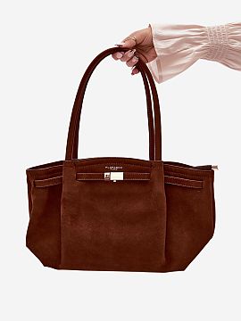 Everyday handbag Step in style  Stylish shopper bag made of suede imitation. The model is fastened with a zipper, ensuring the safety of stored items. The bag is divided in