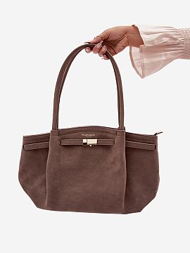 Everyday handbag Step in style  Stylish shopper bag made of suede imitation. The model is fastened with a zipper, which ensures the safety of stored items. The bag has been