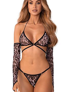 Sexy set Obsessive  3-piece Addia set is an elegant proposition for women who appreciate bold lingerie with a touch of elegance. The set consists of a bra, thon