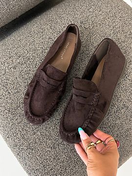 Mocassin Step in style  Women\'s loafers made of eco suede are a timeless model that you can easily match to different stylizations. Their simple cut makes them gre