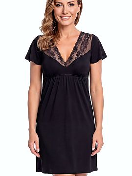 Nightshirt Donna  Nightshirt Damaris is an elegant proposition for women who value comfort, subtle sensuality, and high quality. The model is made of soft, pl