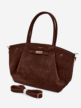 Everyday handbag Step in style  Women\'s shopper bag made of faux suede is a stylish and spacious accessory, perfect for everyday use. The model has handles and a detachabl