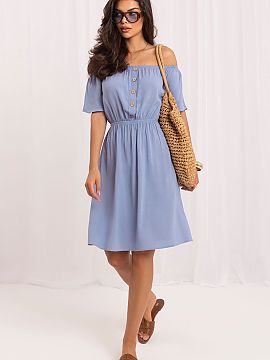 Daydress Sublevel  Summer dress with a Spanish neckline is an ideal proposal for women who appreciate comfort, lightness, and timeless style. The flared cut be