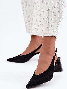 Block heel pumps Step in style  Women\'s pumps with an open heel are an elegant model that beautifully emphasizes the feminine style and will work for many occasions. Made 